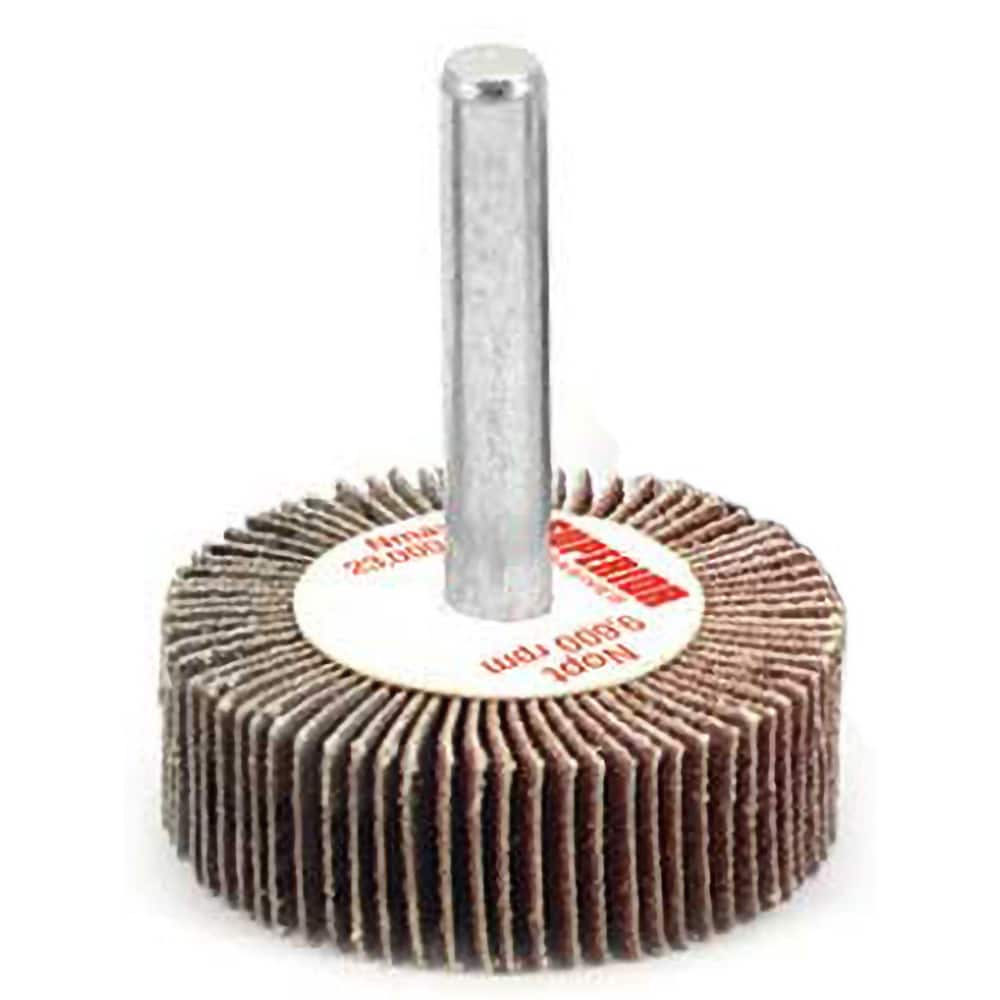 Superior Abrasives - Mounted Flap Wheels; Abrasive Type: Coated ; Outside Diameter (Inch): 2 ; Face Width (Inch): 1/2 ; Abrasive Material: Aluminum Oxide ; Grit: 120 ; Mounting Type: 1/4" Shank - Exact Industrial Supply