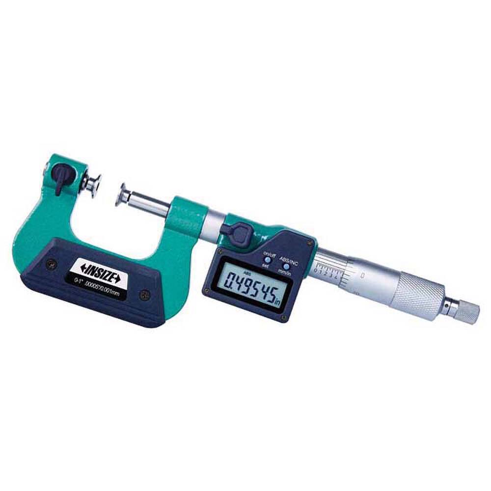 Insize USA LLC - Interchangeable-Anvil Micrometers; Operation Type: Electronic ; Minimum Measurement (mm): 0.00 ; Minimum Measurement (Decimal Inch): 0.0000 ; Digital Counter: No ; Maximum Measurement (Decimal Inch): 1.0000 ; Maximum Measurement (mm): 25 - Exact Industrial Supply