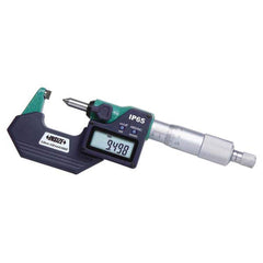 Insize USA LLC - Crimp Height Micrometers; Operation Type: Electronic ; Minimum Measurement (mm): 0.00 ; Minimum Measurement (Decimal Inch): 0.0000 ; Maximum Measurement (Decimal Inch): 1.0000 ; Maximum Measurement (mm): 25.00 ; Thimble Type: Ratchet Stop - Exact Industrial Supply