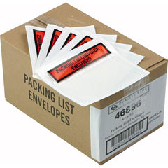 Quality Park - Packing Slip Pouches & Pockets; Packing Slip Type: Packaging List Envelope ; Imprint Description: Packing List/Invoice Enclosed ; Color: Clear/Orange ; Number of Pieces: 1000.000 ; Width (Inch): 4-1/2 ; Length (Inch): 5-1/2 - Exact Industrial Supply