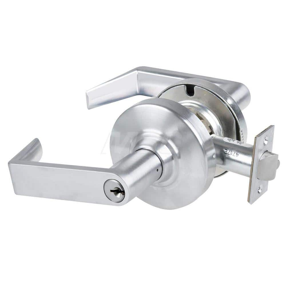 Lever Locksets; Type: Cylindrical Lock; Key Type: Keyed Different; Strike Type: Curved Lip Strike; Finish/Coating: Satin Chrome; Material: Metal; Material: Metal; Door Thickness: 1.75 in; Backset: 2.75 in; Cylinder Type: Schlage C Keyway; Minimum Order Qu