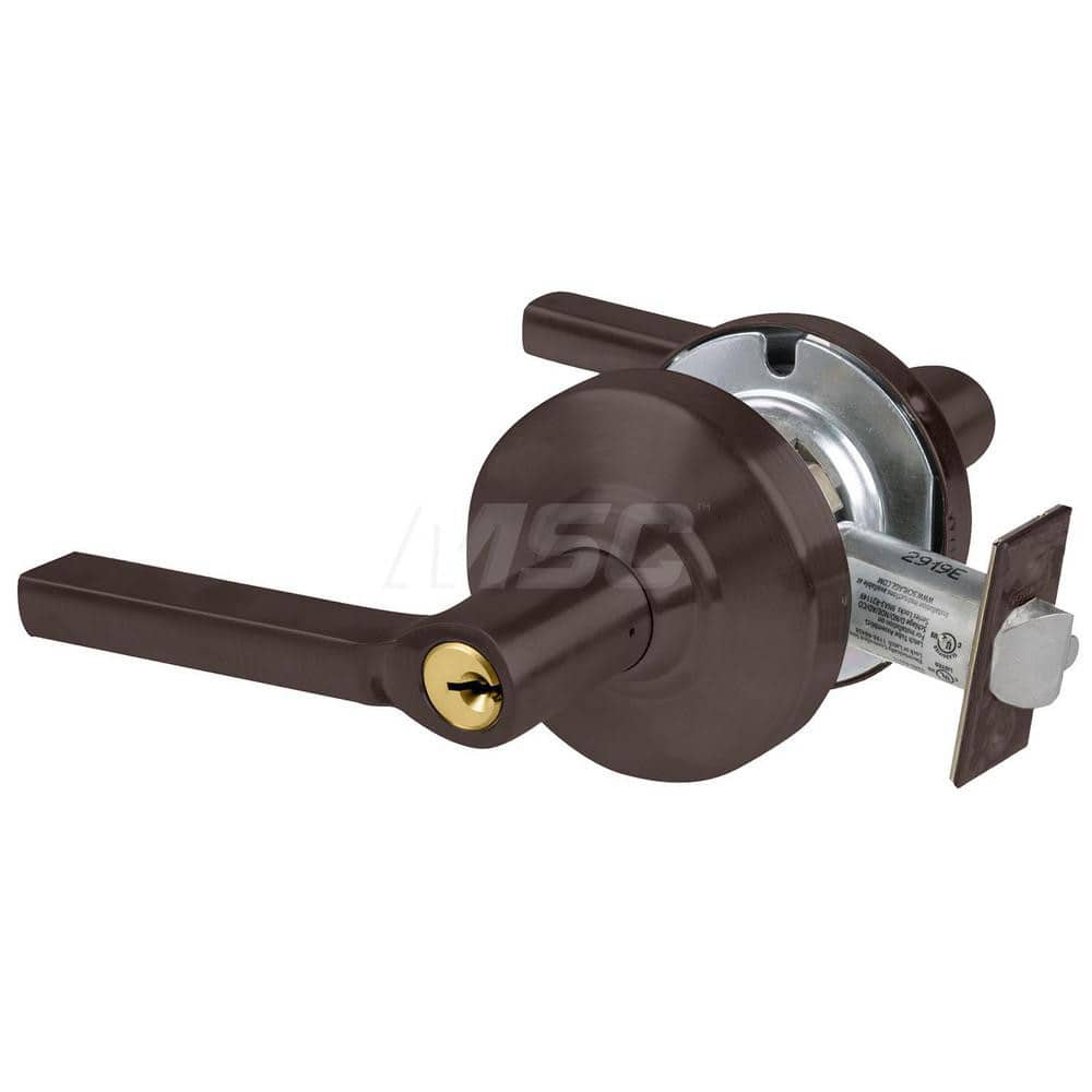 Lever Locksets; Type: Cylindrical Lock; Key Type: Keyed Different; Strike Type: Curved Lip Strike; Finish/Coating: Oil Rubbed Bronze; Material: Metal; Material: Metal; Door Thickness: 1.75 in; Backset: 2.75 in; Cylinder Type: Schlage C Keyway; Minimum Ord