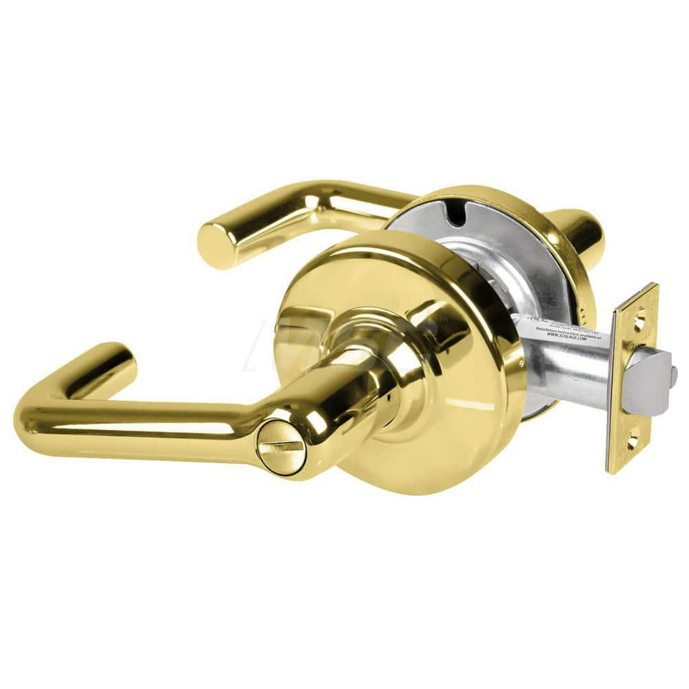 Lever Locksets; Type: Cylindrical Lock; Key Type: Keyless; Strike Type: Curved Lip Strike; Finish/Coating: Bright Brass; Material: Metal; Material: Metal; Door Thickness: 1.75 in; Backset: 2.75 in; Cylinder Type: No Keyway; Minimum Order Quantity: Metal;