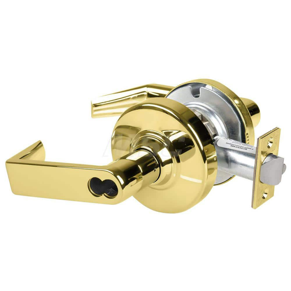 Lever Locksets; Type: Cylindrical Lock; Key Type: Keyless; Strike Type: Curved Lip Strike; Finish/Coating: Bright Brass; Material: Metal; Material: Metal; Door Thickness: 1.75 in; Backset: 2.75 in; Cylinder Type: No Keyway; Minimum Order Quantity: Metal;