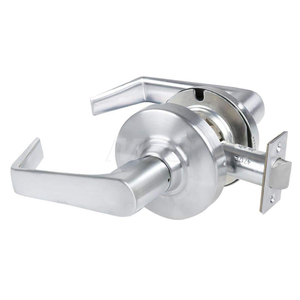 Lever Locksets; Type: Cylindrical Lock; Key Type: Keyless; Strike Type: Curved Lip Strike; Finish/Coating: Satin Chrome; Material: Metal; Material: Metal; Door Thickness: 1.75 in; Backset: 2.75 in; Cylinder Type: No Keyway; Minimum Order Quantity: Metal;