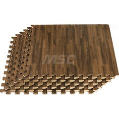 Anti-Fatigue Modular Tile Mat: Dry Environment, 4″ Length, 3/8″ Thick, Interlocking Edge, Walnut EVA Foam Base, EVA Foam Surface, Textured