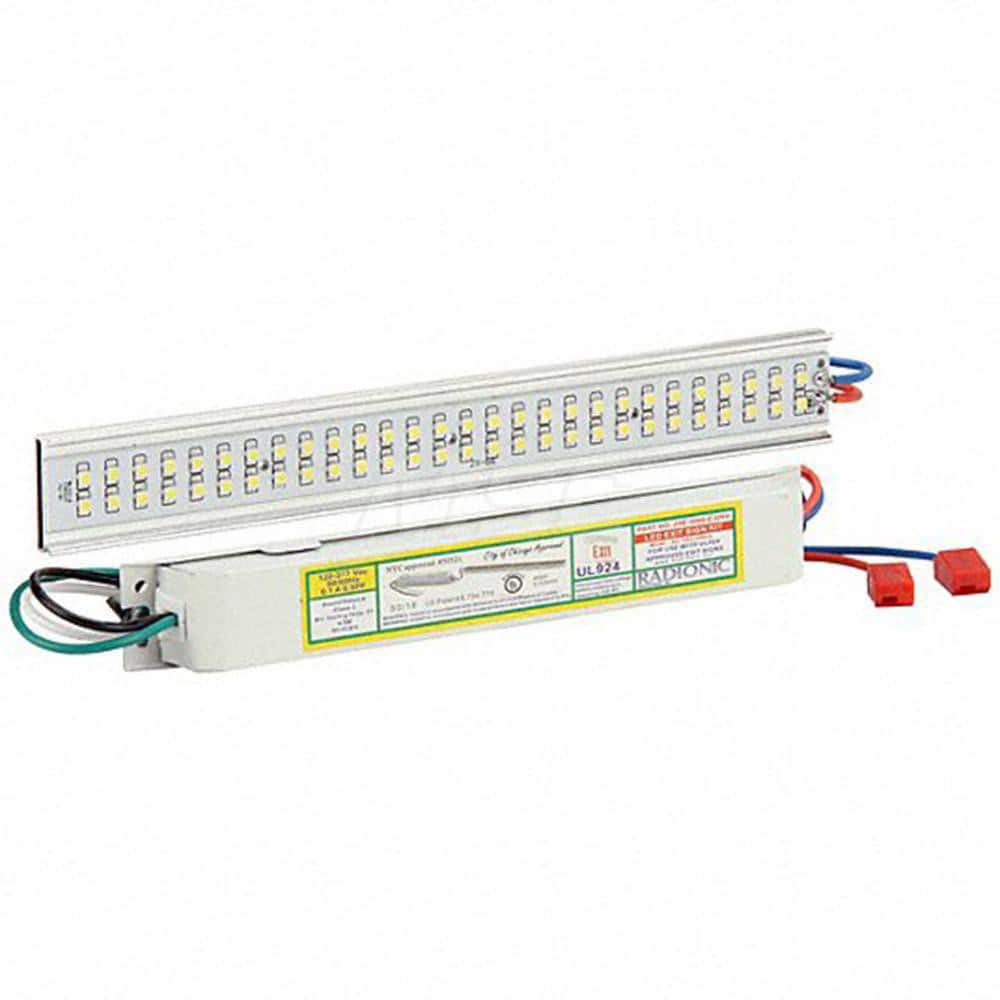 Exit Sign Retrofit Kits; Kit Type: Exit Retrofit; Bulb Type: Integrated LED; Lamp Base: Direct Wire; Bulb Shape: LED Strip; Overall Length: 9.00; Overall Width: 1; Wattage: 4.500; Voltage: 120-277 V; Includes: Universal Battery; LED Strip Driver; Screws;