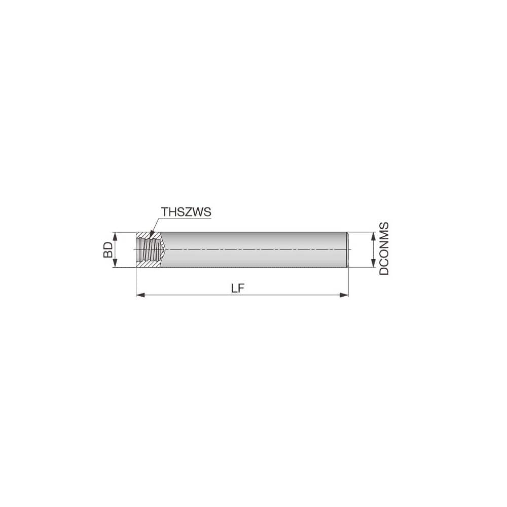 Replaceable Tip Milling Shank: Series VSTD, 6″ Straight Shank S04 Neck Thread, 6″ Neck Dia, Steel