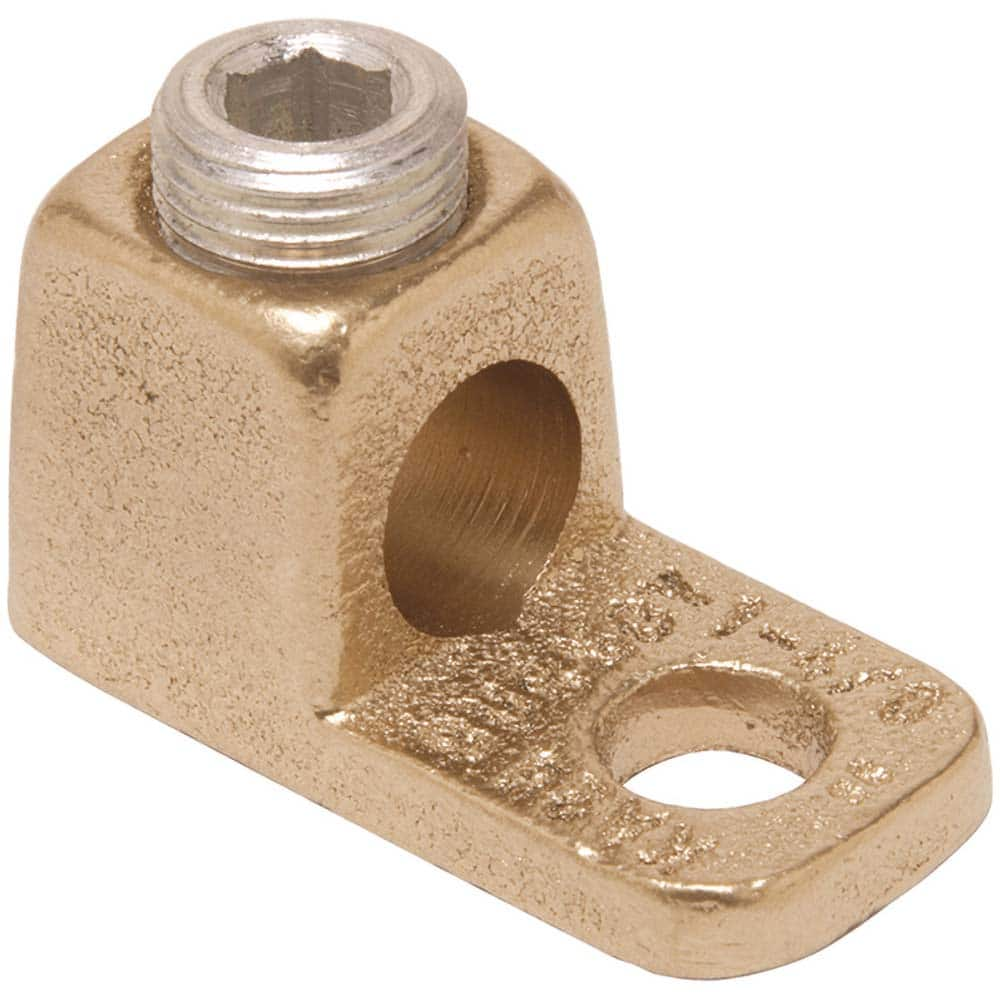 Burndy - Ring Terminals; Terminal Type: Rectangle ; Insulation Type: NonInsulated ; Connection Type: Lug ; Compatible Wire Size (AWG): 14-8 (Solid/Strand) ; Stud Size (#): 10 ; Color: Copper - Exact Industrial Supply