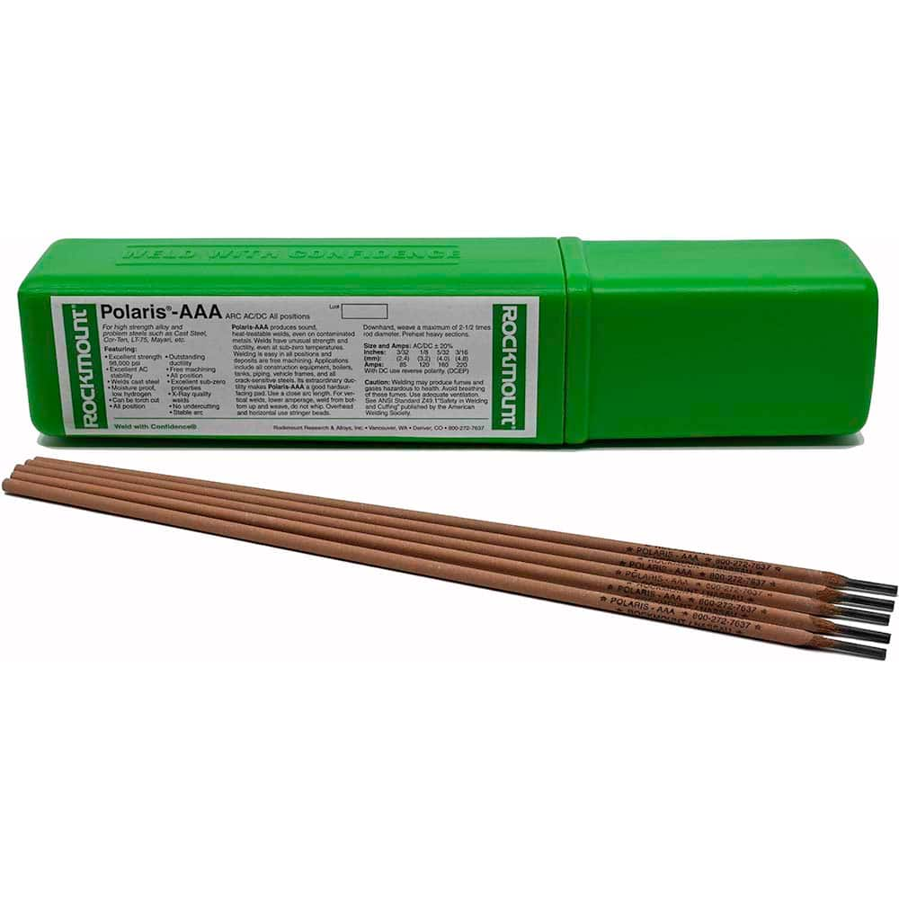 Rockmount Research and Alloys - 11 Lb 5/32 x 14" Low Hydrogen Carbon Steel Alloy Polaris AAA Stick Welding Electrode - Exact Industrial Supply