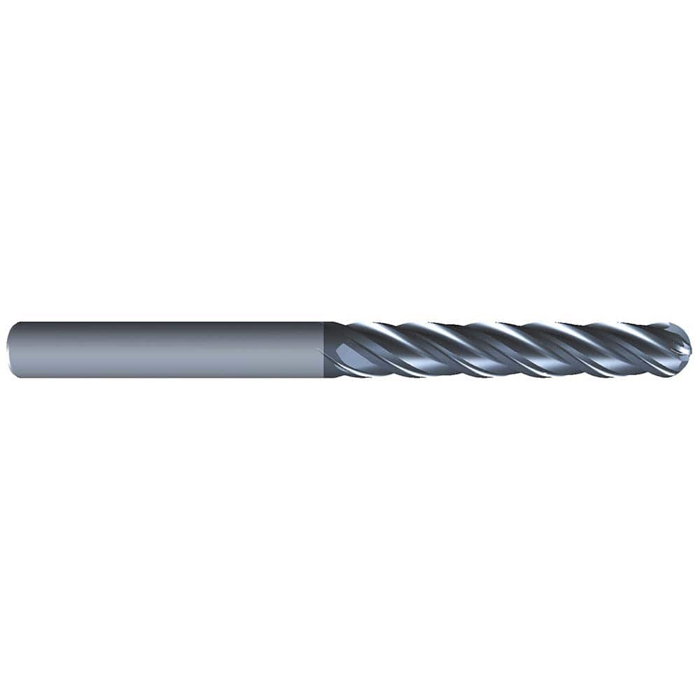 Eliminator - Ball End Mills; Mill Diameter (Inch): 1/8 ; Mill Diameter (Decimal Inch): 0.1250 ; Number of Flutes: 4 ; Length of Cut (Inch): 1 ; Material: Solid Carbide ; Overall Length (Inch): 3 - Exact Industrial Supply