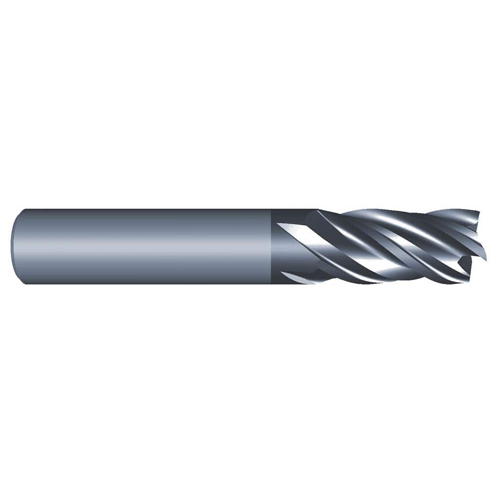 Corner Radius End Mill: 1/2″ Dia, 1″ LOC, 0.09″ Radius, 4 Flutes, Solid Carbide 3″ OAL, 1/2″ Shank Dia, Variable ° Helix, AlCrN Coated, Corner Radius End, Centercutting, Series Eliminator