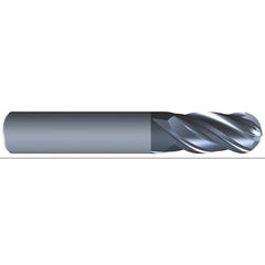 Ball End Mill: 0.5″ Dia, 4 Flute, Solid Carbide 2-1/2″ OAL, 1/2″ Shank Dia, Variable ° Helix, AlCrN Coated, Single End