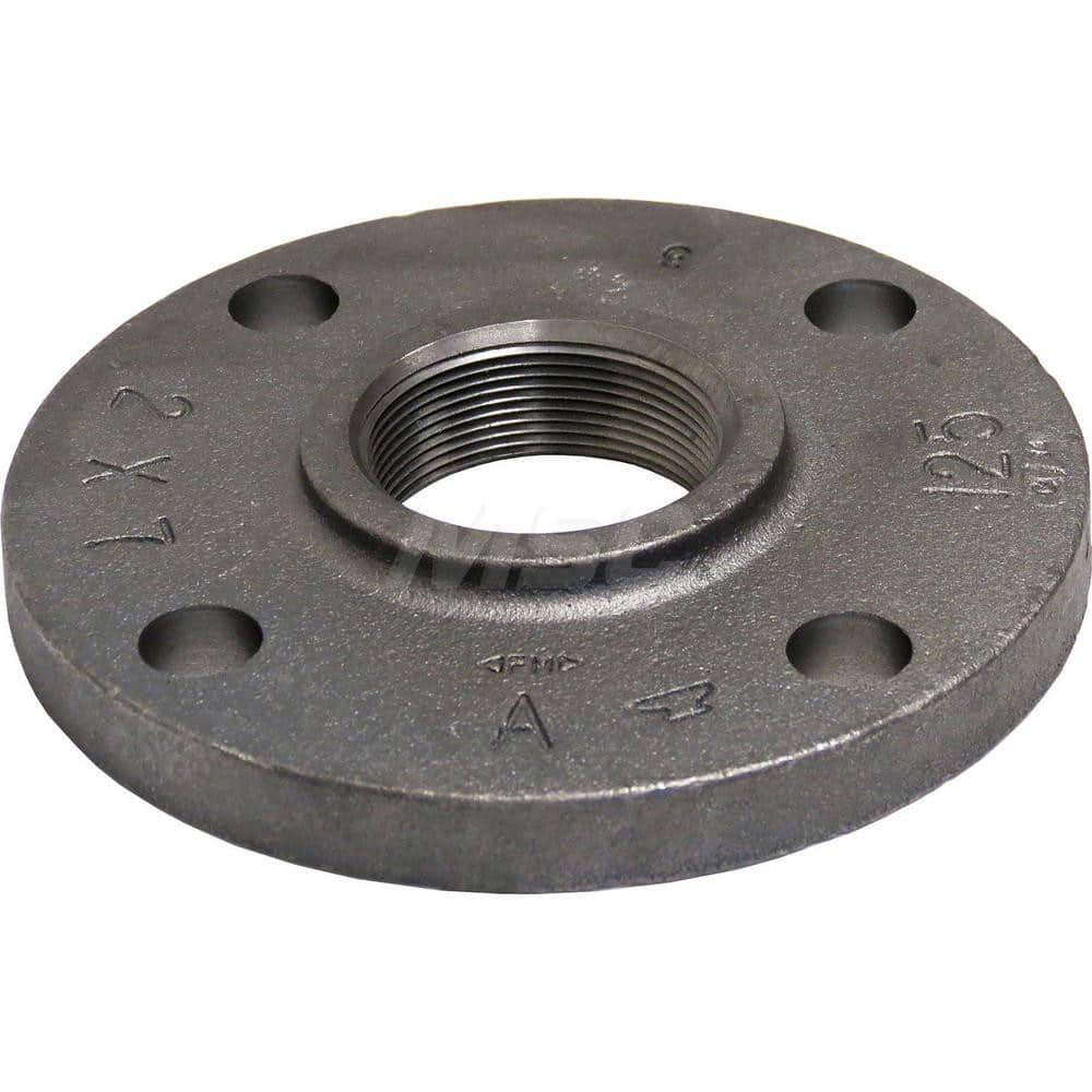 Black Reducing Flange: 1-1/4 x 5″, 125 psi, Threaded Cast Iron, Black Finish, Class 125