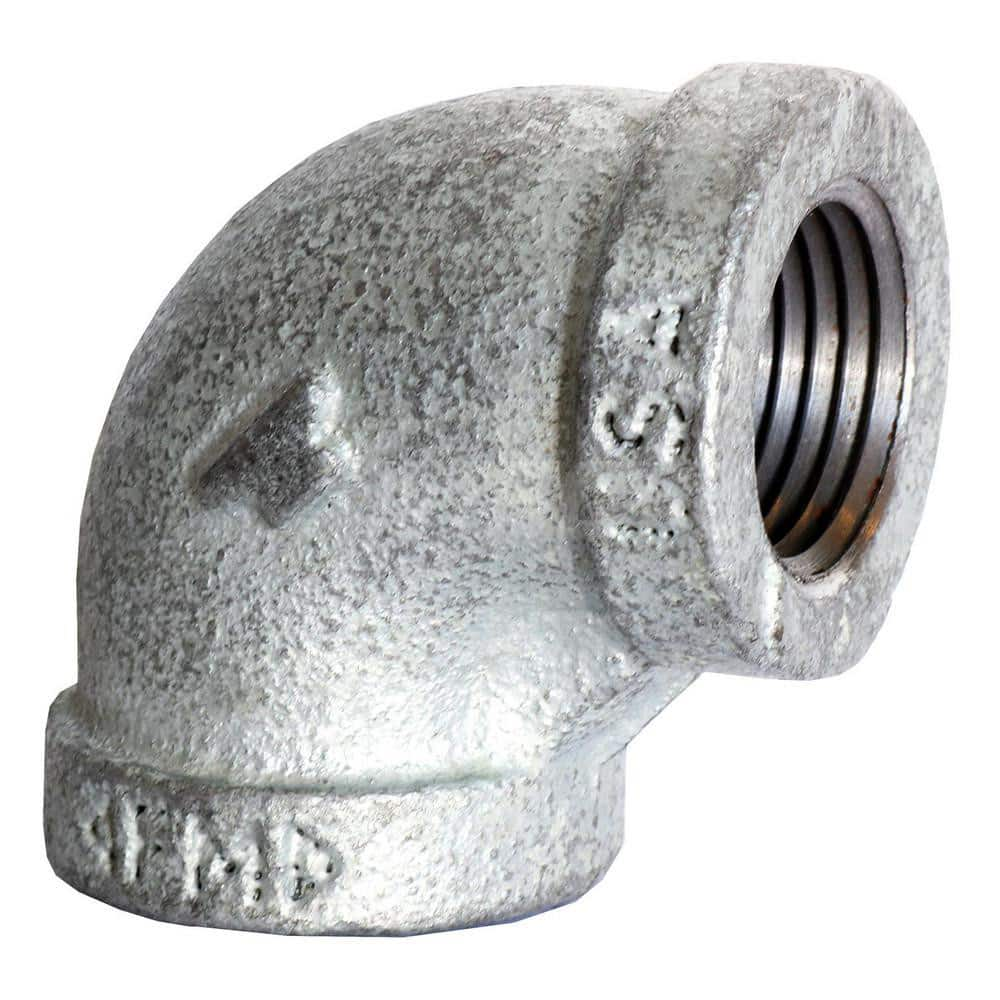 Black 90 ° Elbow: 4 x 3″, 150 psi, Threaded Malleable Iron, Galvanized Finish, Class 150