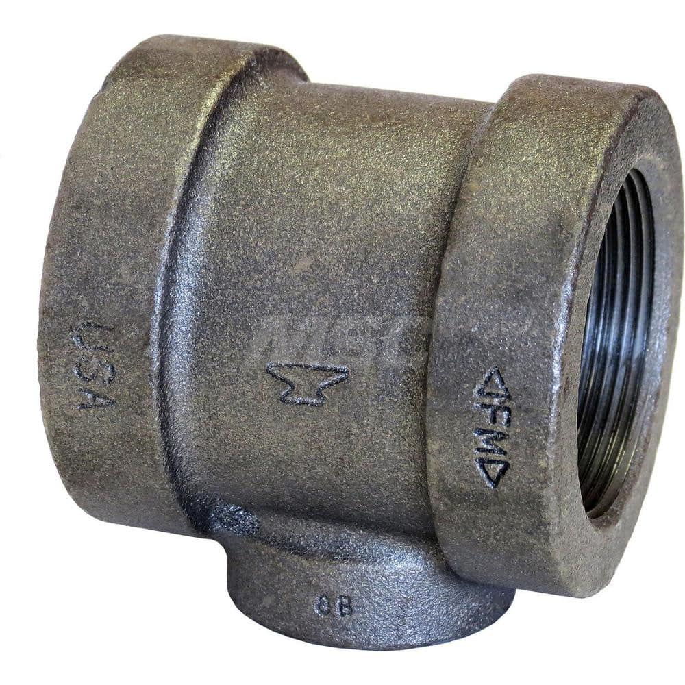 Black Tee: 2-1/2 x 2 x 3/4″, 125 psi, Threaded Cast Iron, Black Finish, Class 125