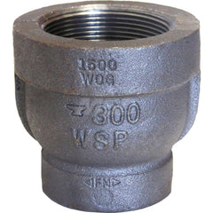 Black Reducing Coupling: 1-1/2 x 1-1/4″, 300 psi, Threaded Malleable Iron, Black Finish, Class 300