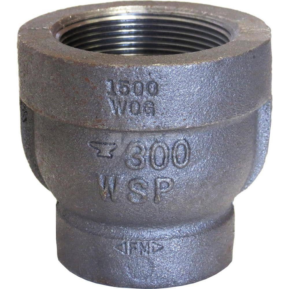 Black Reducing Coupling: 1 x 1/4″, 300 psi, Threaded Malleable Iron, Galvanized Finish, Class 300