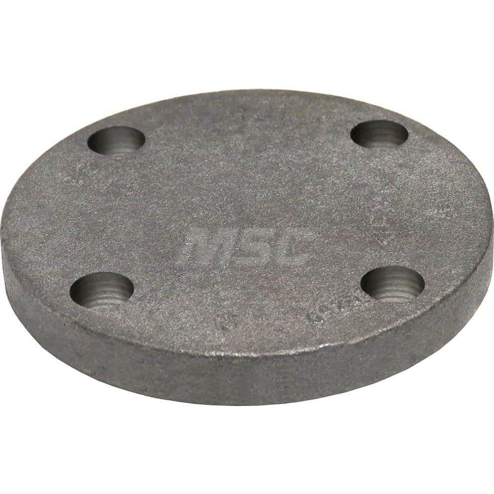 Black Blind Flange: 1-1/4″ IPS x 4-5/8″ OD, 125 psi, Threaded Cast Iron, Galvanized Finish, Class 125