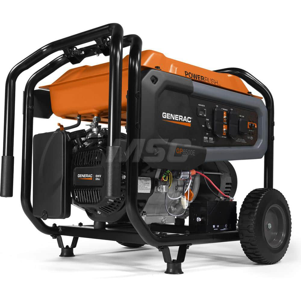 Portable Power Generators; Fuel Type: Gas; Starting Method: Electric/Recoil; Engine Size (cc): 389; Horsepower (HP): 26; Receptacle Type: (2) 120V 20A 5-20R; (1) 120V 30A L5-30R; Wattage: 6500