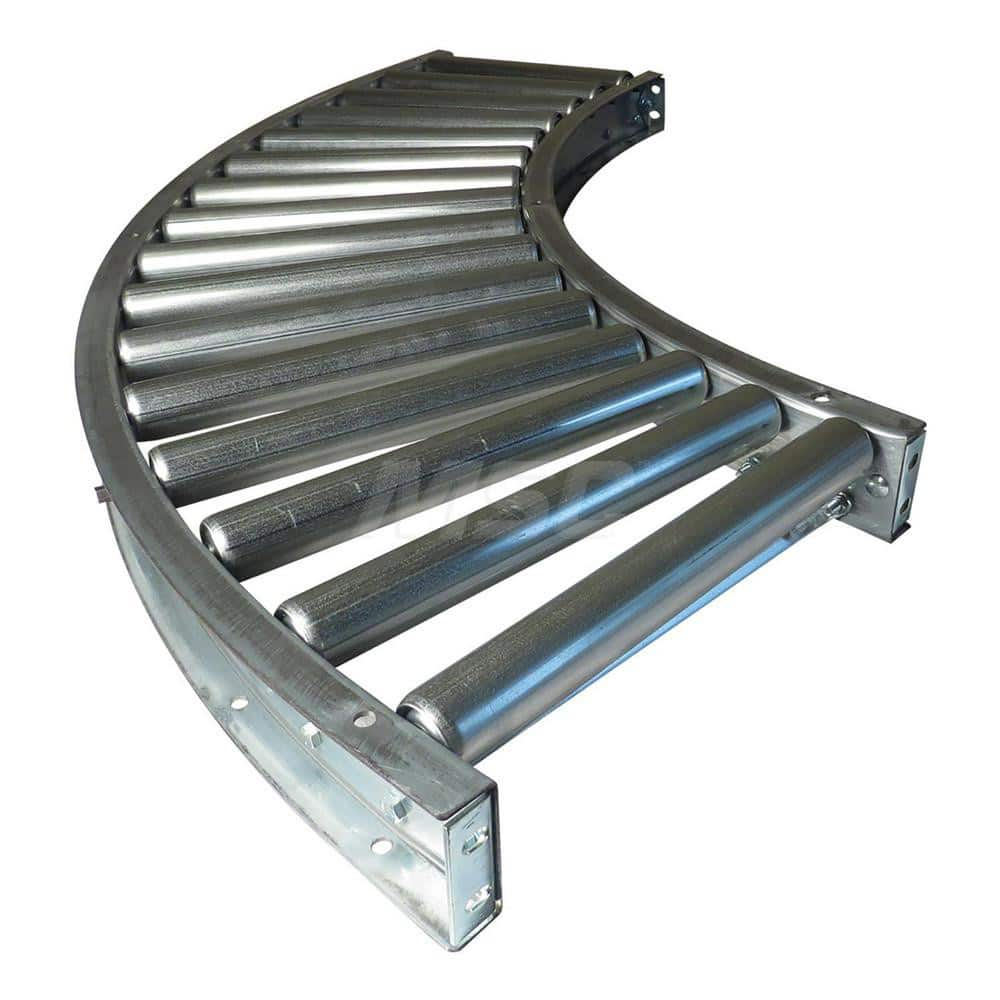 Gravity Conveyors; Conveyor Type: Roller; Component: 90 Degree Curved Conveyor; Telescopic: No; Roller Diameter (Decimal Inch): 1.9000; Overall Width: 34; Wheel Material: Galvanized Steel; Minimum Extended Length: 61.0000 in; Maximum Extended Length: 61.0