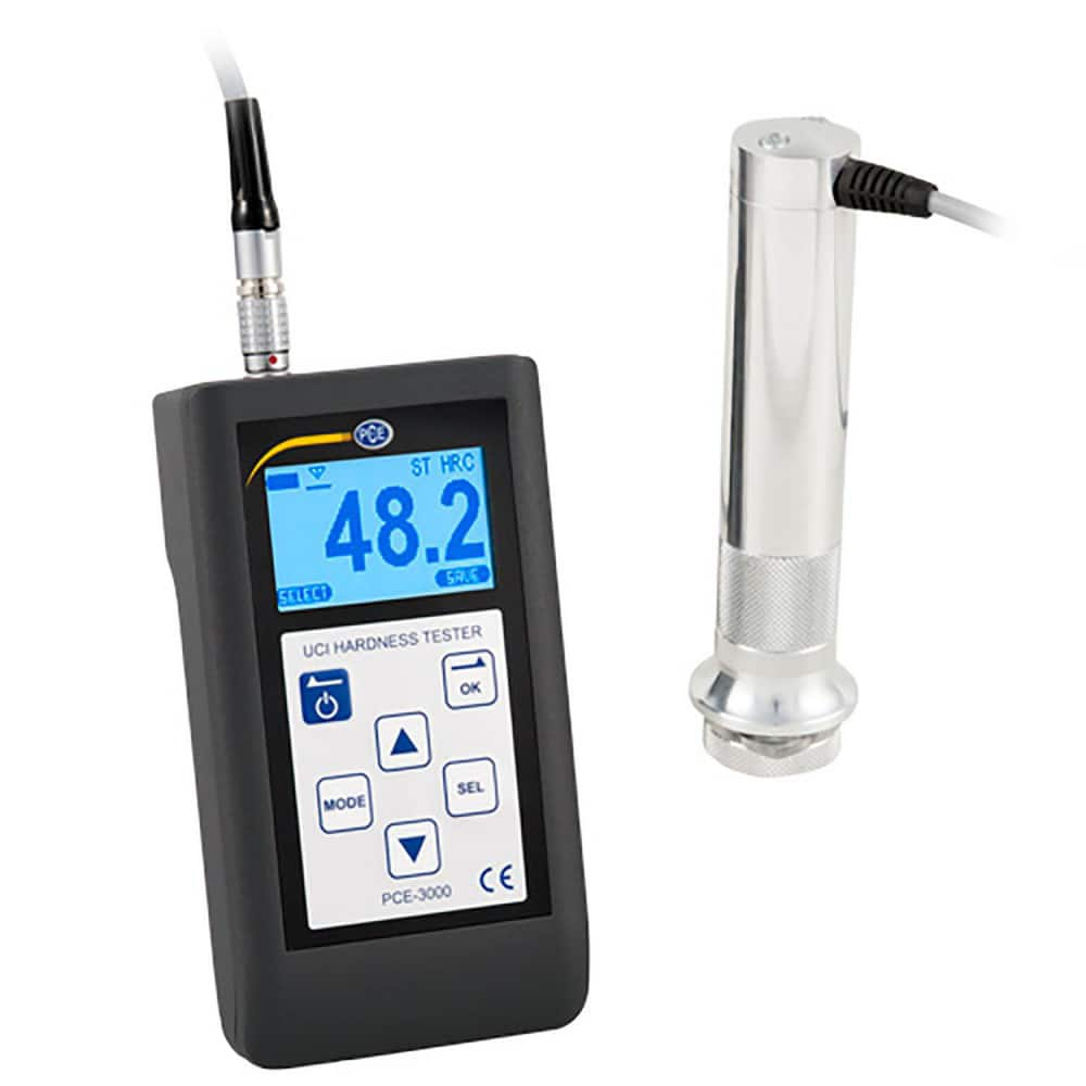 Bench Top Hardness Testers; Tester Type: Portable Electronic Hardness Tester; Scale Type: Vickers HV; Brinell HB; HRC; Minimum Hardness: 20 HRC; 93 HB; 1HV; Maximum Hardness: 450 HBS; 70 HRC; 940 HV; Display Type: Digital; LCD; Resolution: 0.100; Indenter