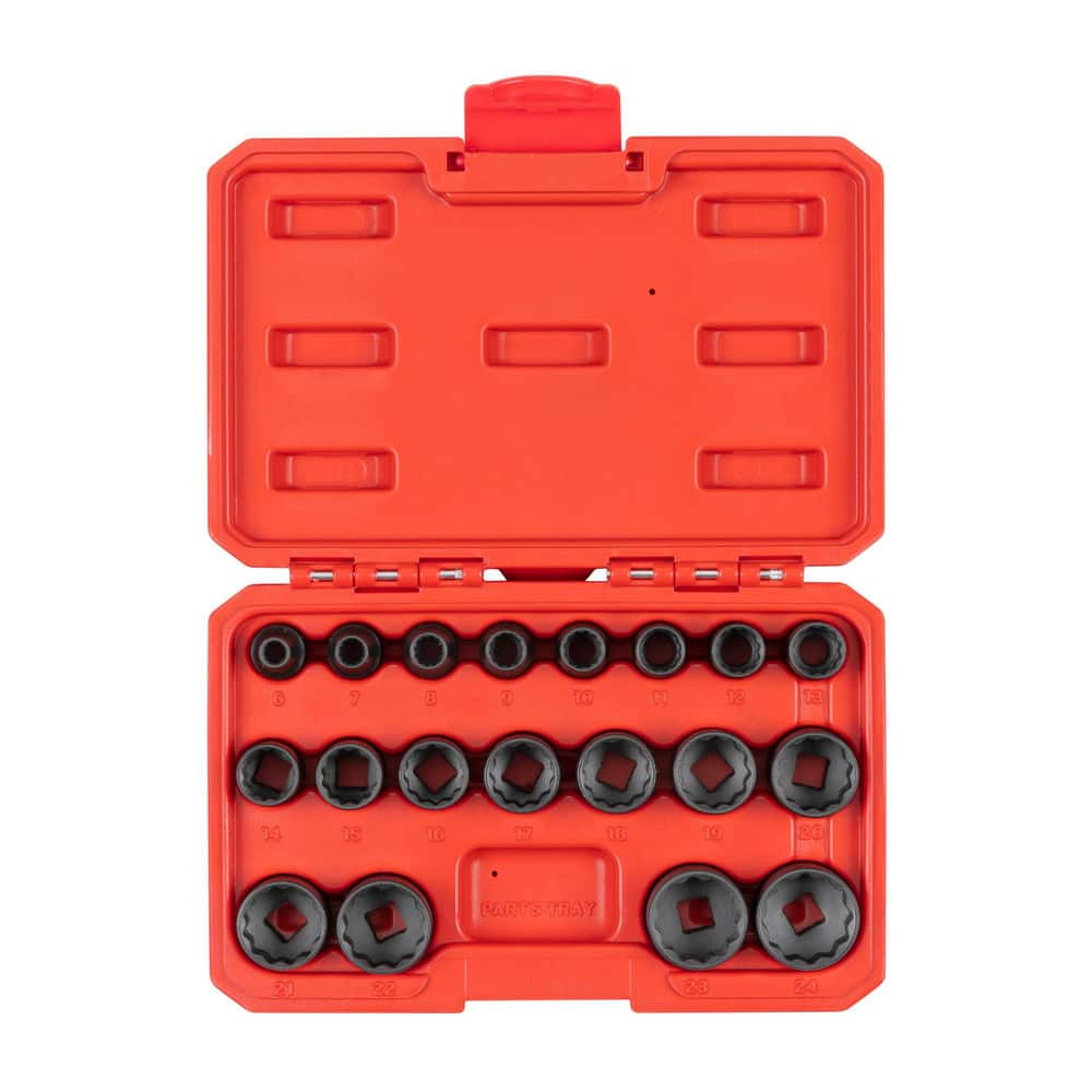 Socket Set: 19 Pc, 3/8″ Drive 12 Point, Manganese Phosphate Finish