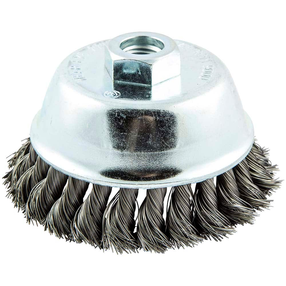 Norton - 4" Diam 5/8-11 Threaded Arbor Carbon Steel Fill Cup Brush - All Tool & Supply