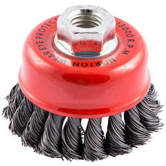 Norton - 3-1/2" Diam 5/8-11 Threaded Arbor Carbon Steel Fill Cup Brush - All Tool & Supply