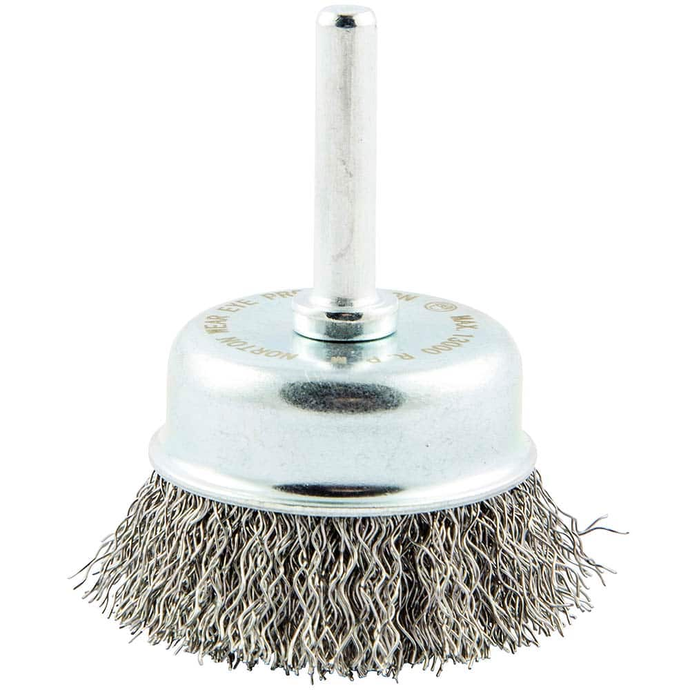 Norton - 1-3/4" Diam 1/4" Shank Carbon Steel Fill Cup Brush - All Tool & Supply