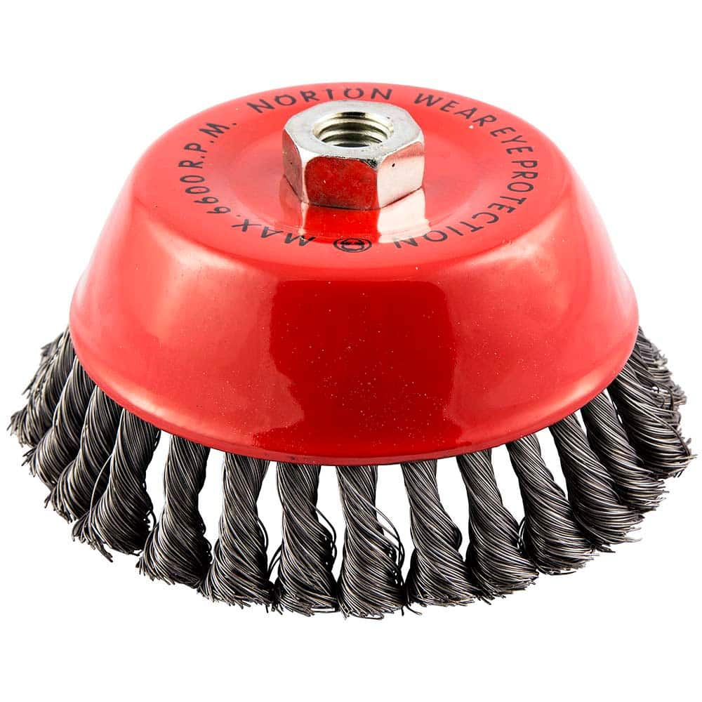 Norton - 6" Diam 5/8-11 Threaded Arbor Carbon Steel Fill Cup Brush - All Tool & Supply