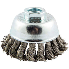 Norton - 2-3/4" Diam 5/8-11 Threaded Arbor Stainless Steel Fill Cup Brush - All Tool & Supply