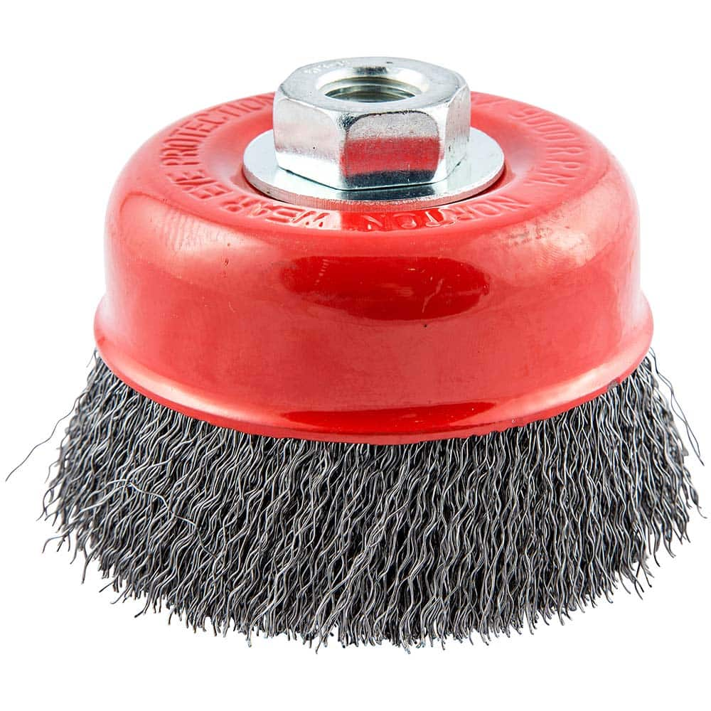 Norton - 4" Diam 5/8-11 Threaded Arbor Carbon Steel Fill Cup Brush - All Tool & Supply