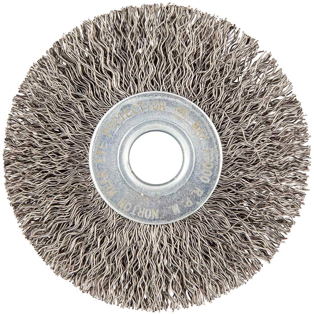 Norton - 3" OD, 1/2" Arbor Hole, Crimped Carbon Wheel Brush - All Tool & Supply