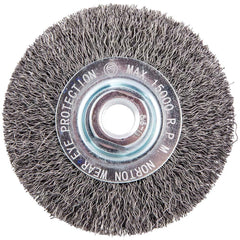 Norton - 4" OD, 5/8-11 Arbor Hole, Crimped Carbon Wheel Brush - All Tool & Supply