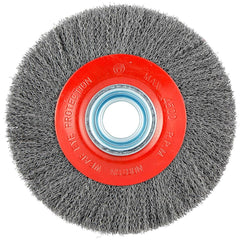 Norton - 8" OD, 1-1/4" Arbor Hole, Crimped Carbon Wheel Brush - All Tool & Supply