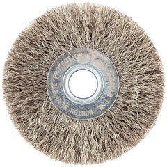 Norton - 3" OD, 1/2" Arbor Hole, Crimped Stainless Steel Wheel Brush - All Tool & Supply