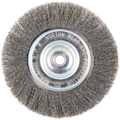 Norton - 8" OD, 5/8" Arbor Hole, Crimped Carbon Wheel Brush - All Tool & Supply