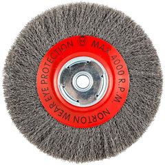 Norton - 8" OD, 5/8" Arbor Hole, Crimped Carbon Wheel Brush - All Tool & Supply