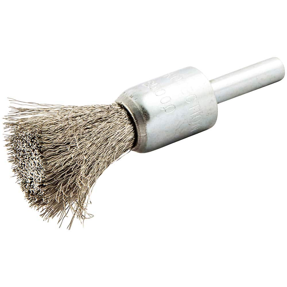 End Brushes: 1/2″ Dia, Stainless Steel, Crimped Wire 25,000 Max RPM