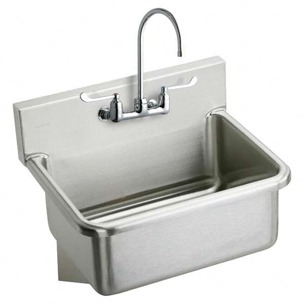 ELKAY - Stainless Steel Sinks Type: Hand Sink Wall Mount w/Manual Faucet Outside Length: 25 (Inch) - All Tool & Supply