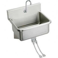 ELKAY - Stainless Steel Sinks Type: Hand Sink Wall Mount w/Double Knee Valve Outside Length: 25 (Inch) - All Tool & Supply