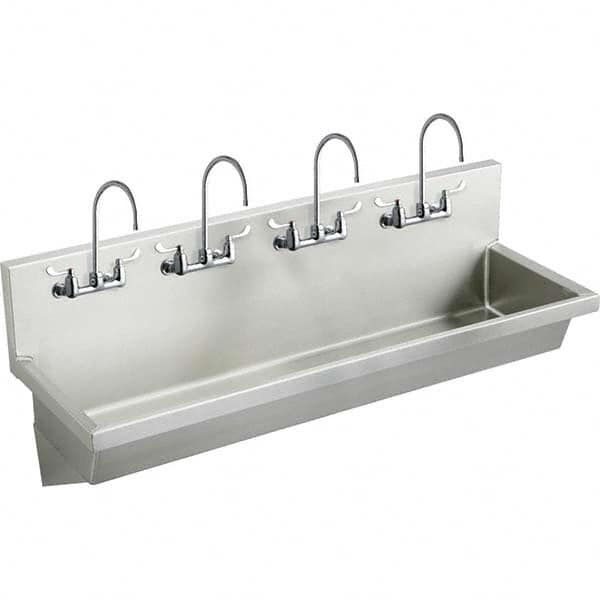 ELKAY - Stainless Steel Sinks Type: (4) Person Wash-Station w/Manual Faucet Outside Length: 96 (Inch) - All Tool & Supply