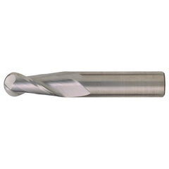 ‎5/64″ Dia. × 1/8″ Shank × 3/16″ DOC × 1-1/2″ OAL, Carbide Bright, Spiral , 2 Flute, CW Helix, Round, Ballnose End Mill