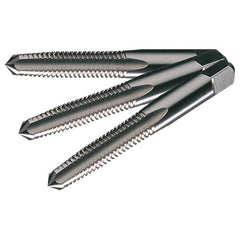 ‎5/8-11 UNC Flute Carbon Steel Standard Taper, Plug, and Bottoming Hand Tap Set- Bright - Exact Industrial Supply