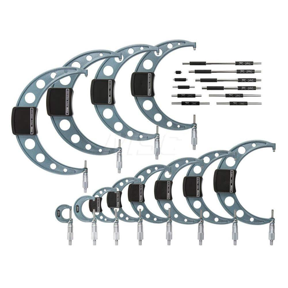 Mechanical Outside Micrometer Set: Ratchet Stop Thimble, Solid Carbide Measuring Face