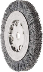 Weiler - 6" OD, 5/8" Arbor Hole, Crimped Nylon Wheel Brush - 5/8" Face Width, 7/8" Trim Length, 0.035" Filament Diam, 4,500 RPM - All Tool & Supply