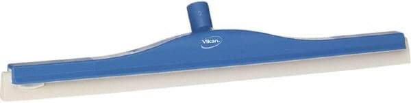 Vikan - 24" Foam Rubber Blade Floor Squeegee - Double Edge, Blue, Plastic Holder - All Tool & Supply