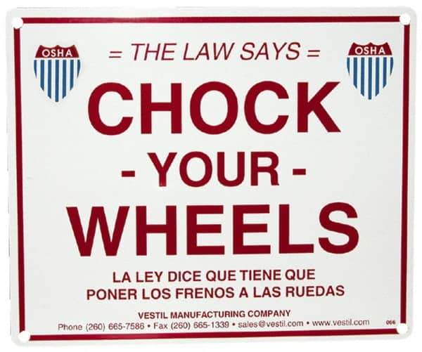 Vestil - "Chock Your Wheels", Aluminum Safety Sign - Use for Accident Prevention - All Tool & Supply