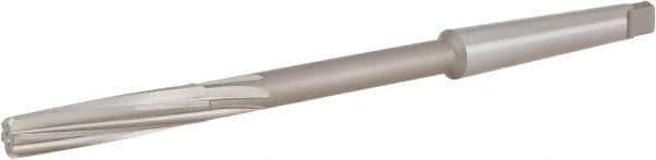 Hertel - 17/32" High Speed Steel 6 Flute Chucking Reamer - Spiral Flute, 1MT Morse Taper Shank, 2" Flute Length, 8" OAL - All Tool & Supply